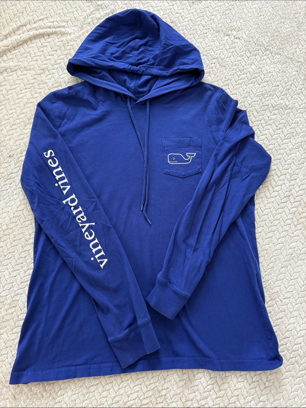 Vineyard Vines Blue Pocket Hoodie with Chest Whale
